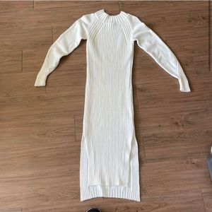 Lulus ivory white sweater dress rubbed midi length